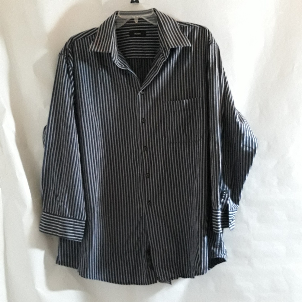 ALFANI Men's Shirt XL - Striped Black Gray